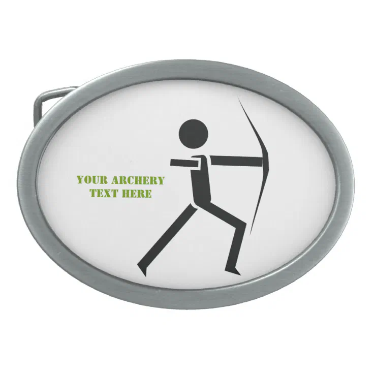 Archer with his bow black, green archery custom belt buckle Zazzle