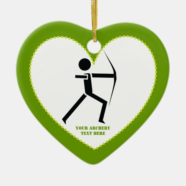 Archer with his bow black, green archery custom ceramic ornament (Front)