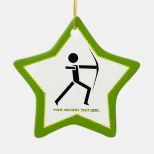 Archer with his bow black, green archery custom ceramic ornament