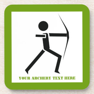 Archer with his bow black, green archery custom drink coaster