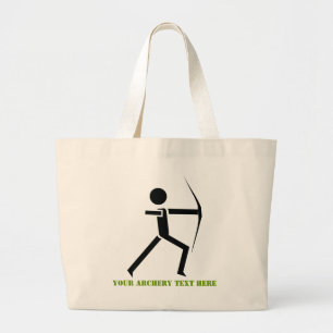 Archer with his bow black, green archery custom large tote bag