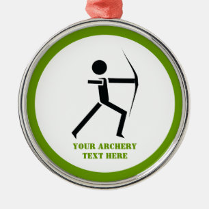 Archer with his bow black, green archery custom metal ornament