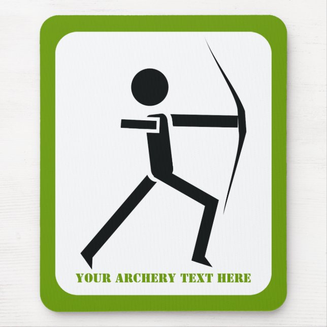 Archer with his bow black, green archery custom mouse pad (Front)