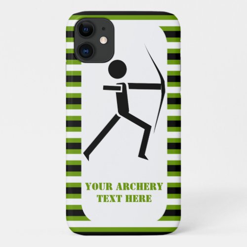Archer with his bow black green archery stripes iPhone 11 case