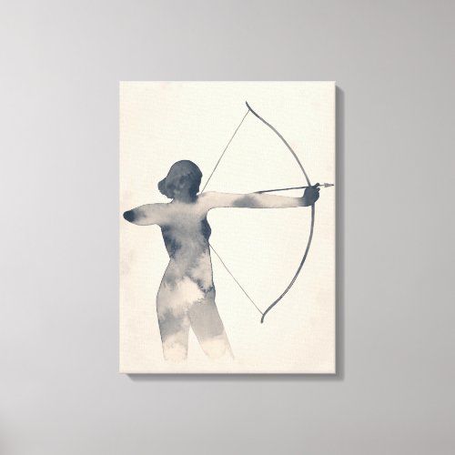 Archeress Watercolor Silhouette Canvas Print