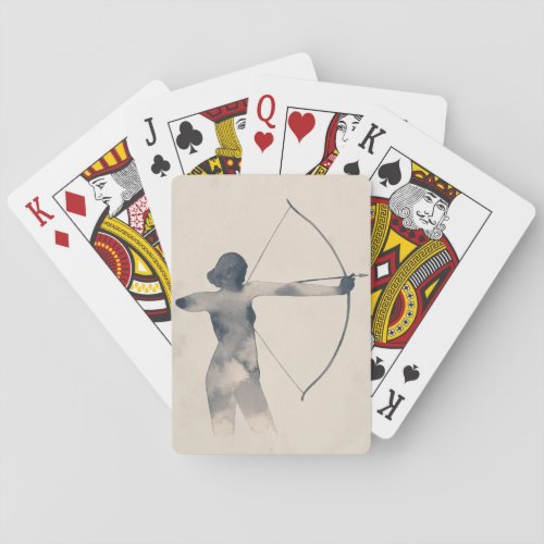 Archeress Watercolor Silhouette Poker Cards