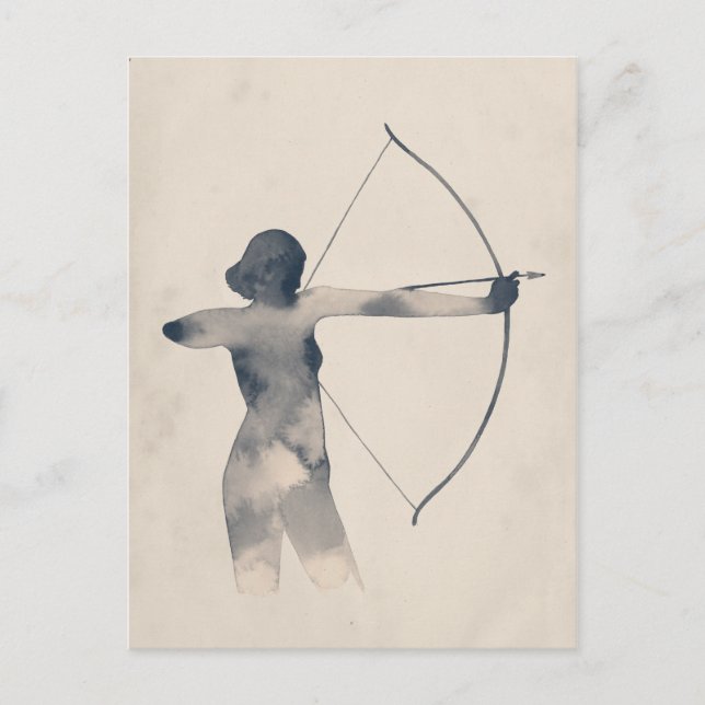 Archeress Watercolor Silhouette Postcard (Front)