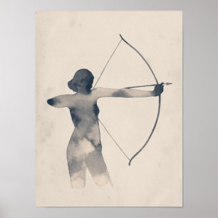 Archeress Watercolor Silhouette Poster