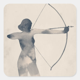 Archeress Watercolor Silhouette Square Sticker