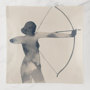 Archeress Watercolor Silhouette Trinket Tray