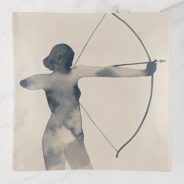 Archeress Watercolor Silhouette Trinket Tray (Front)