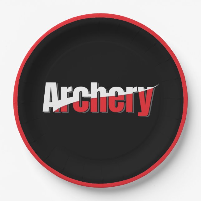 Archery Abstract Swish - Graphic Two-Tone Art Paper Plates (Front)