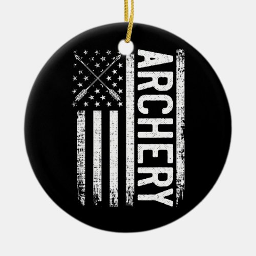 Archery American Flag for Archer Hunting Bow Ceramic Ornament
