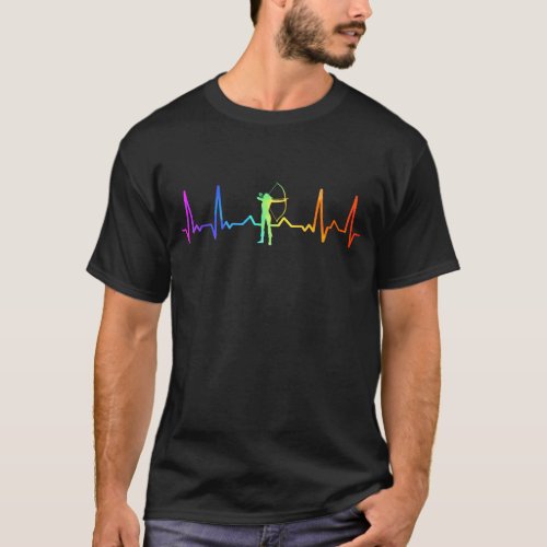 Archery Archer Heartbeat Girl Heartbeat Pulse T_Shirt