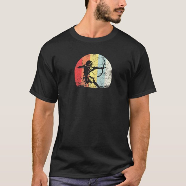 Archery Archer Retro Sun Bow Hunting T-Shirt (Front)