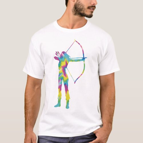 Archery Archer Tie Dye Girl 80s 90s Vintage T_Shirt