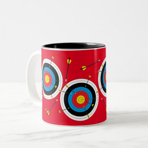 Archery Arrows and Targets Fun Bow Shooting Two_Tone Coffee Mug