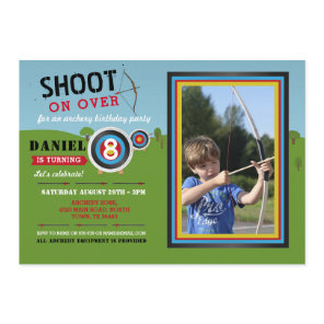 Archery Birthday Bow and Arrows Target Photo Shot Invitation