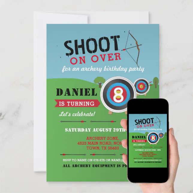 Archery Birthday Invitation Bow Arrows Target | Zazzle
