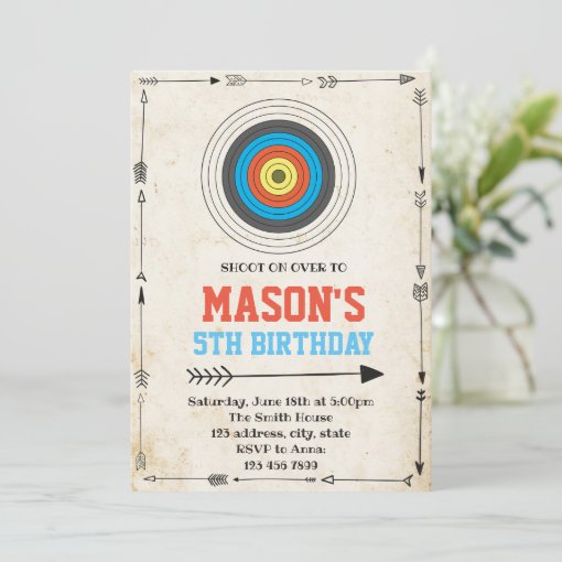 Archery birthday party invitation Zazzle