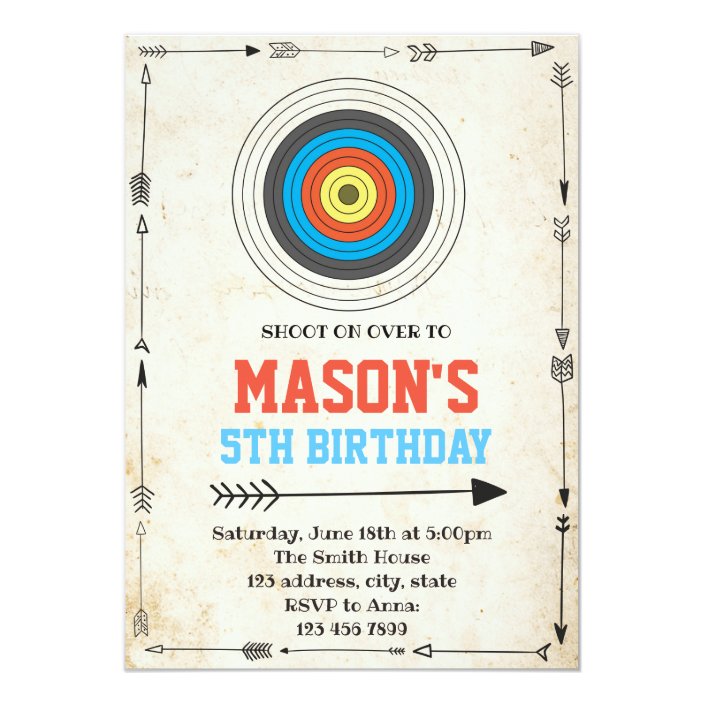Archery birthday party invitation
