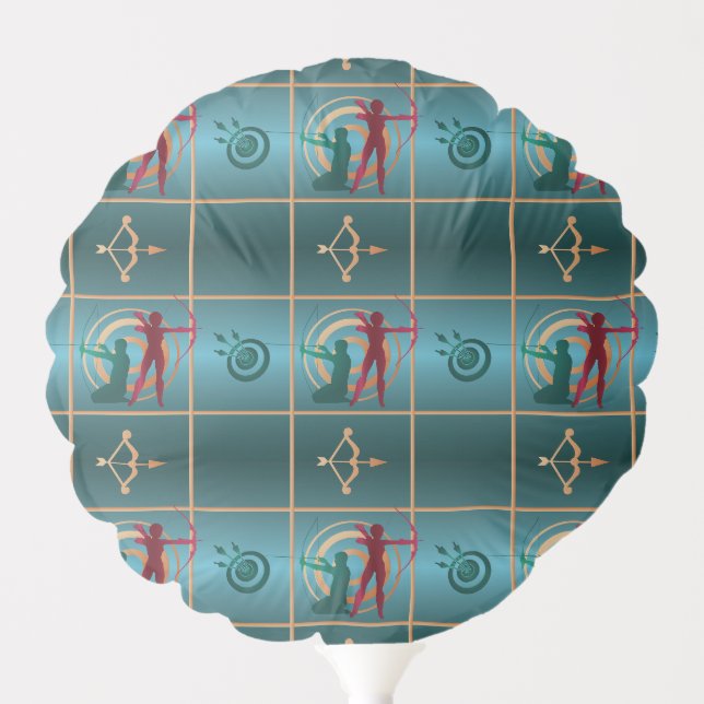 Archery Bow and Arrow - Green Pattern Balloon (Front)