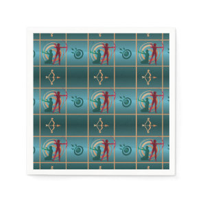 Archery Bow and Arrow - Green Pattern Napkins