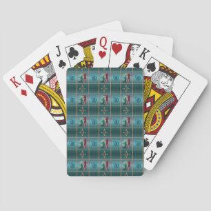 Archery Bow and Arrow - Green Pattern Poker Cards
