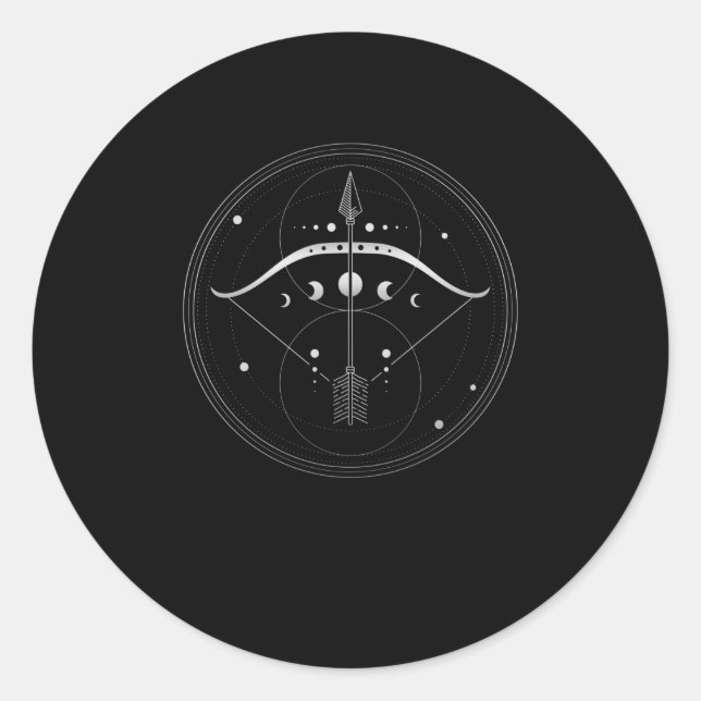 Archery Bow And Arrow Sacred Geometry Classic Round Sticker (Front)