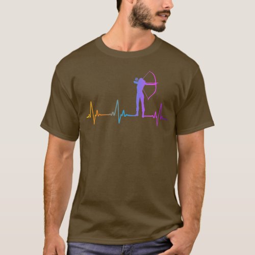 Archery Bow Archer Girl Heartbeat Pulse Rainbow  T_Shirt