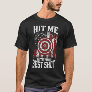 Archery Bow Archer Vintage American Flag Hit Me Wi T-Shirt