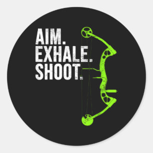Archery Bow Hunting Aim Exhale Shoot Classic Round Sticker