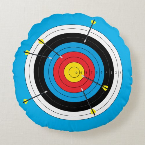 Archery Bullseye Bow Shooting Target and Arrows Round Pillow