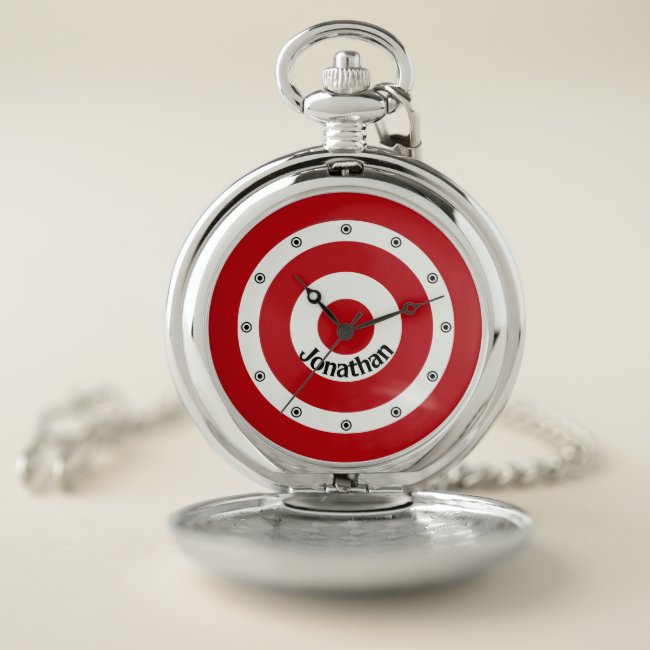 Archery Bullseye Target Design Pocket Watch