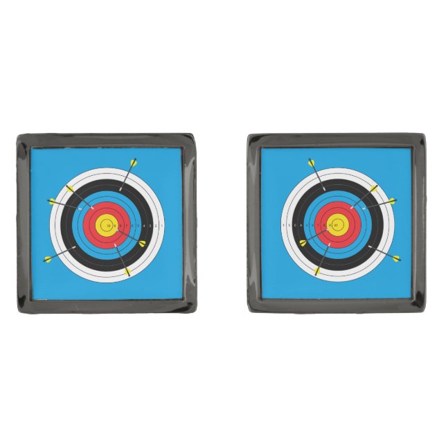 Archery Butt Target and Arrows Cufflinks (Front)