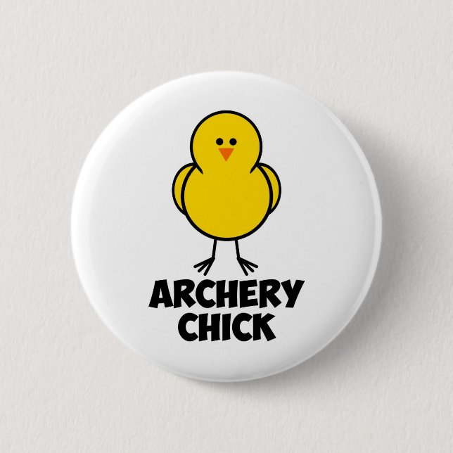 Archery Chick Pinback Button (Front)
