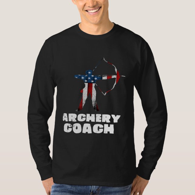 Archery Coach Usa Flag Player Team Instructor T-Shirt (Front)