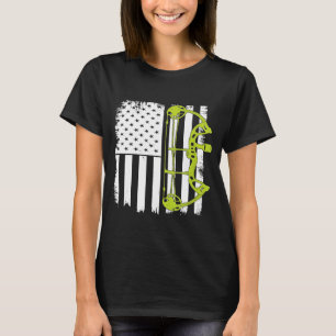 Archery Compound Bow Usa Flag American Flag Bow Ar T-Shirt