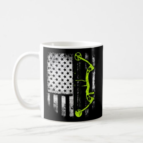 Archery Compound Bow Usa Flag Coffee Mug