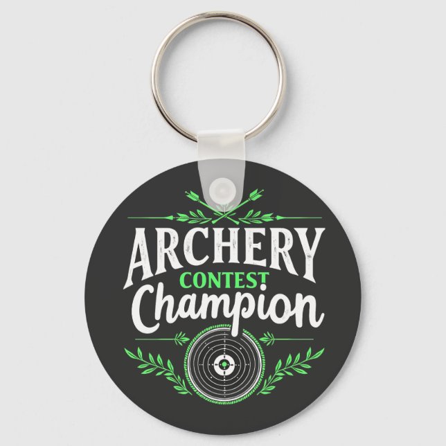 Archery Contest Champion Competition Bow And Arrow Keychain (Front)