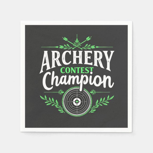 Archery Contest Champion Competition Bow And Arrow Napkins (Front)
