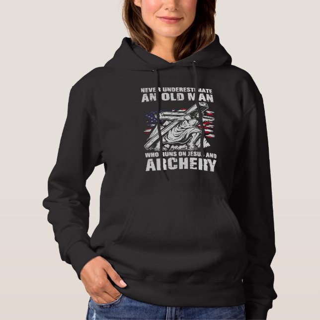 Archery Dad Christian Bow Hunting Grandpa Hoodie (Front)