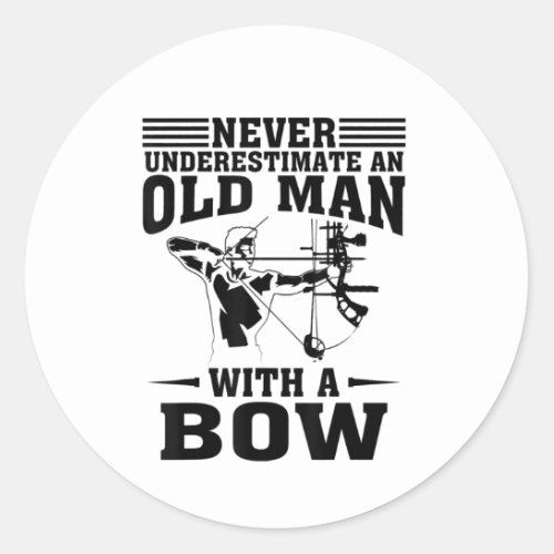 Archery  Deer Bow Hunter Men Grandpa Hunting Classic Round Sticker