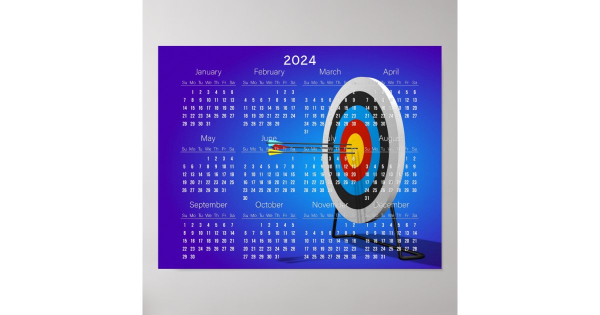 Archery Design 2024 Calendar Poster Zazzle