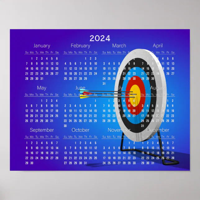 Archery Design 2024 Calendar Poster Zazzle