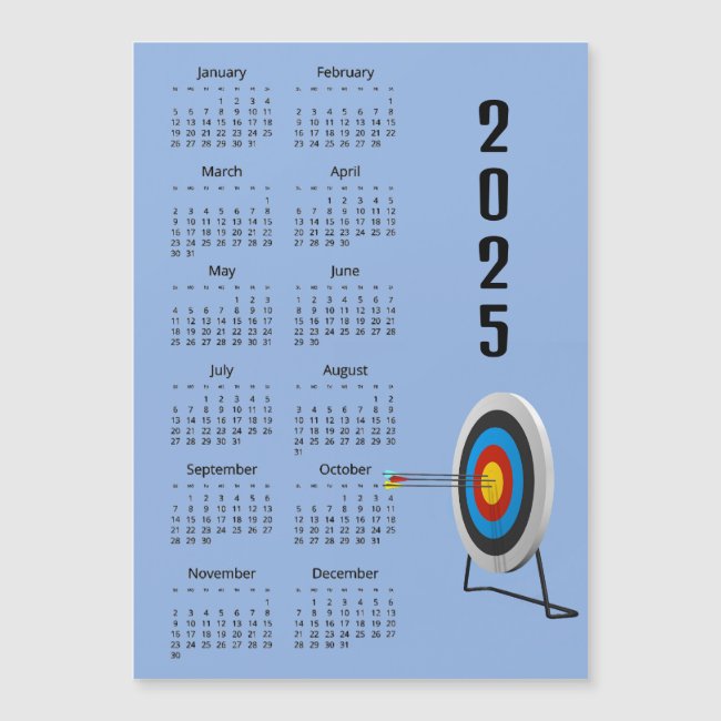 Archery Design 2025 Calendar Magnetic Card