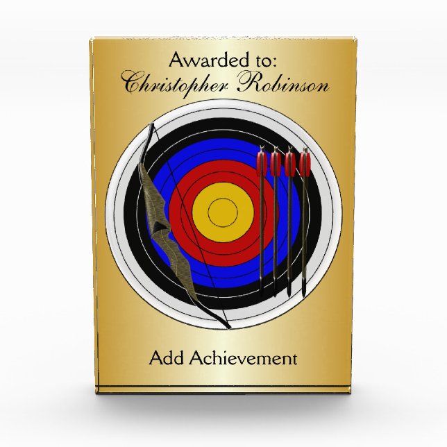 Archery Design Personalised Acrylic Award (Front)