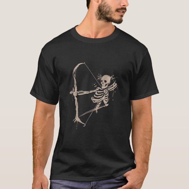 Archery Design Skeleton Archer With Bow And Arrow T-Shirt (Front)