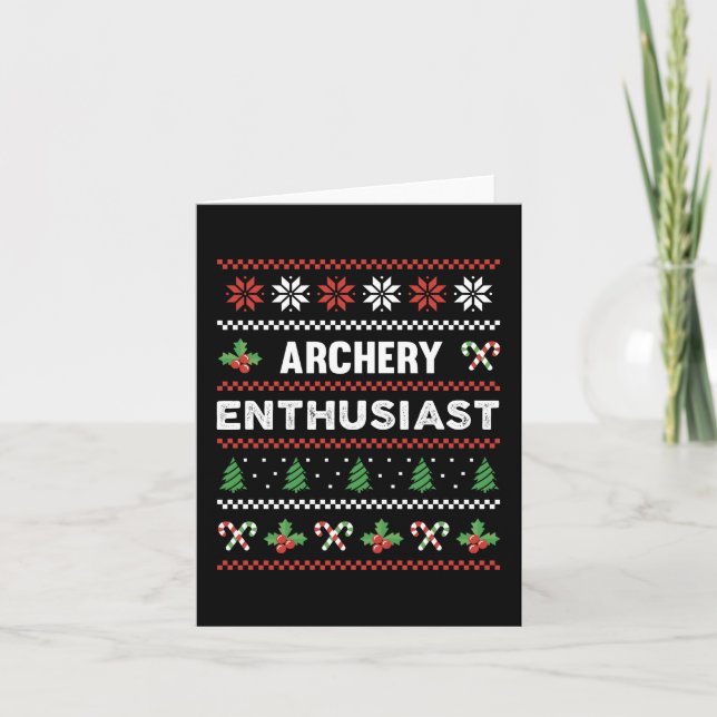 Archery Enthusiast Ugly Christmas Sweater Gift Card (Front)