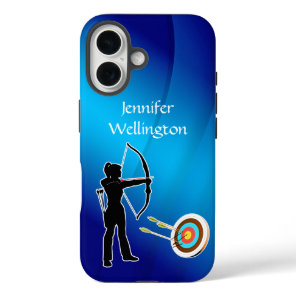 Archery Female Archer Silhouette and Target iPhone 16 Case